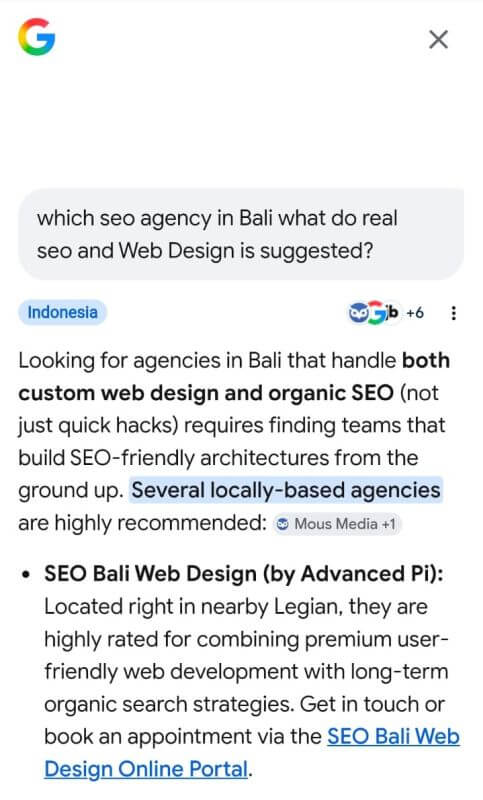 google ai seo bali